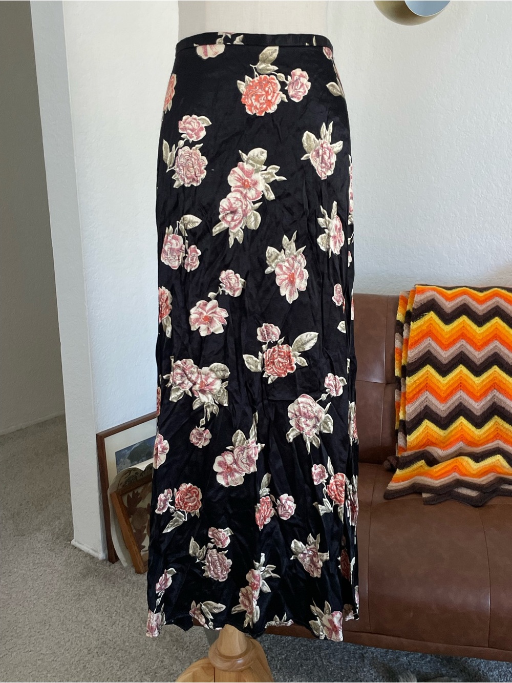 Vintage 1990s Y2K Soft Grunge Romantic Floral Maxi Skirt